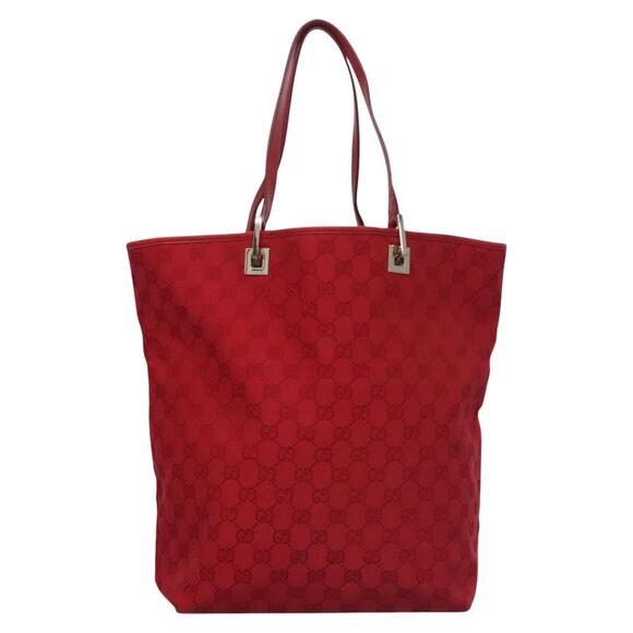 GUCCI GG Canvas Tote Bag Red Gold 002 002 - Picture 2 of 16